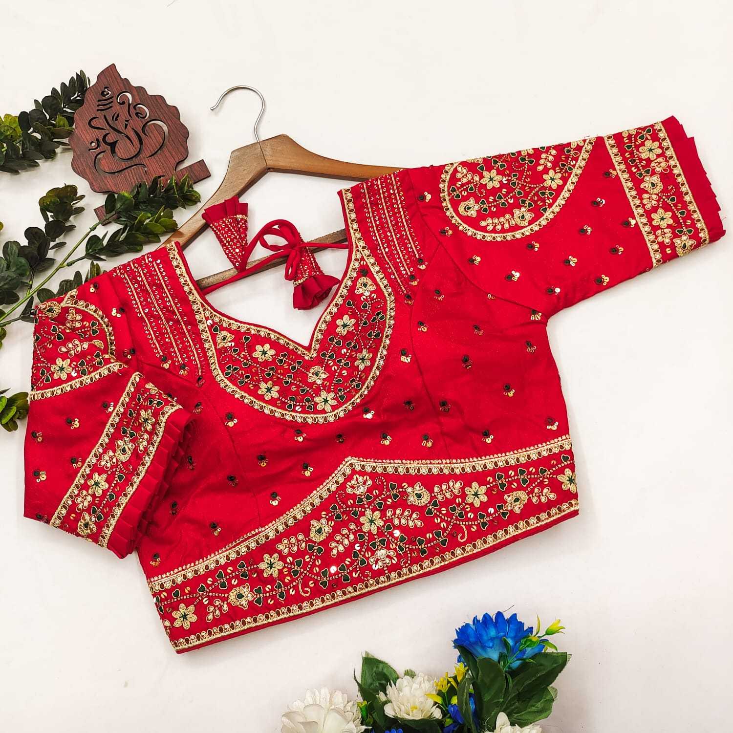 BellePoshak | Milan Silk Sequence Embroidery Blouse,                                                                 ...