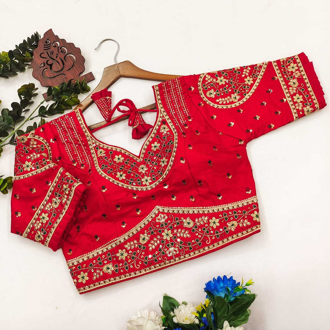 BellePoshak | Milan Silk Sequence Embroidery Blouse,                                                                 ...