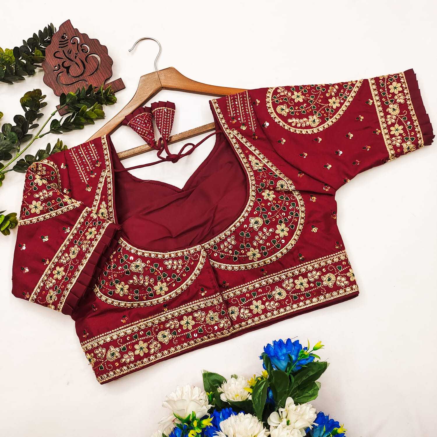 BellePoshak | Milan Silk Sequence Embroidery Blouse,                                                                 ...