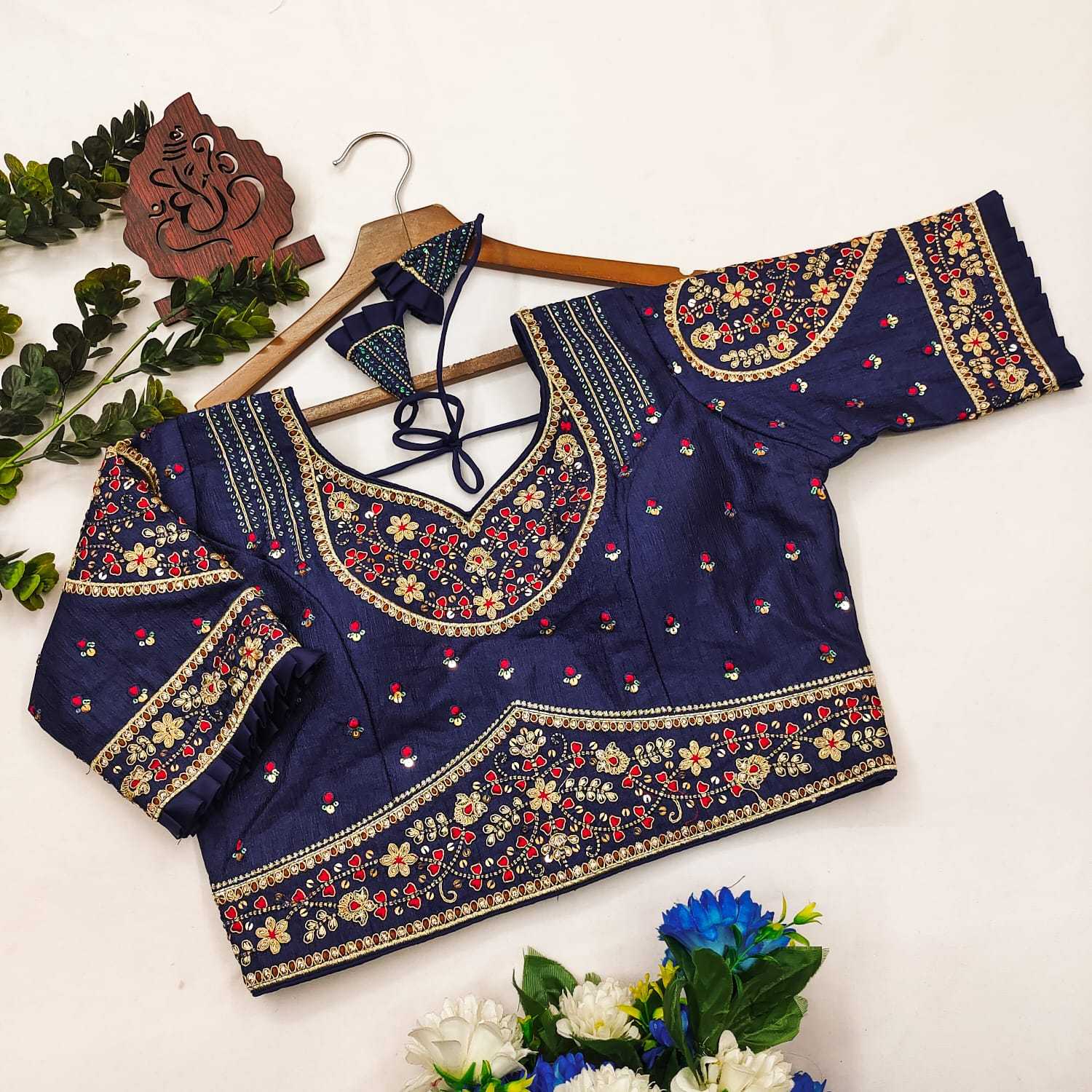 BellePoshak | Milan Silk Sequence Embroidery Blouse,                                                                 ...