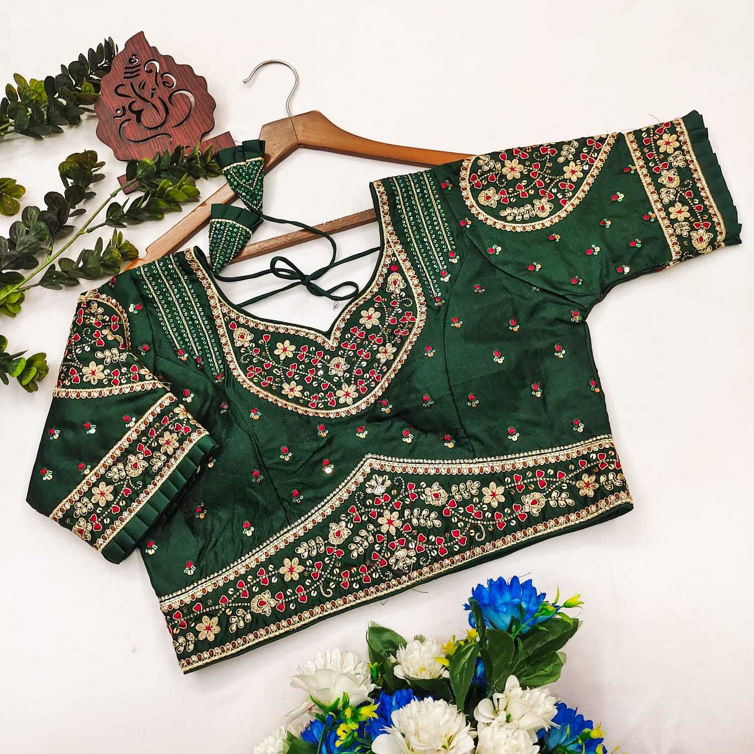 BellePoshak | Milan Silk Sequence Embroidery Blouse,                                                                 ...